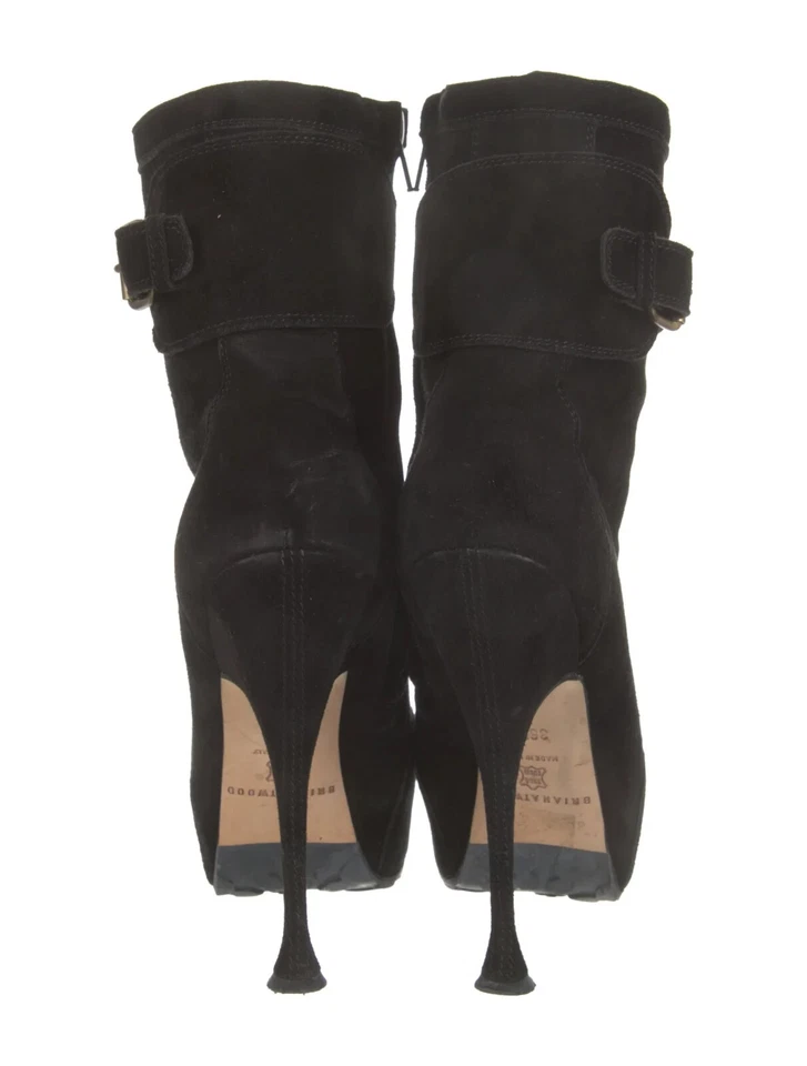 Botas Brian Atwood Tacones Plataforma Con Cordones Gamuza Negras Talla US 6 36.5 Foto 4 de 4