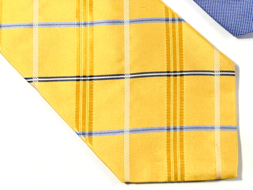Tommy Hilfiger 100% Silk USA Yellow Blue Plaid Neck Tie 56.69" x 3.74" - Picture 3 of 8