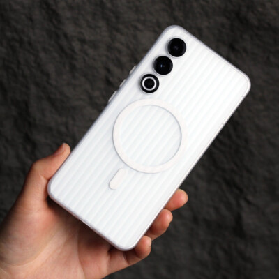 For Meizu 21 Hard Slim Matte Cover Corrugated Clear Back Case With Magent