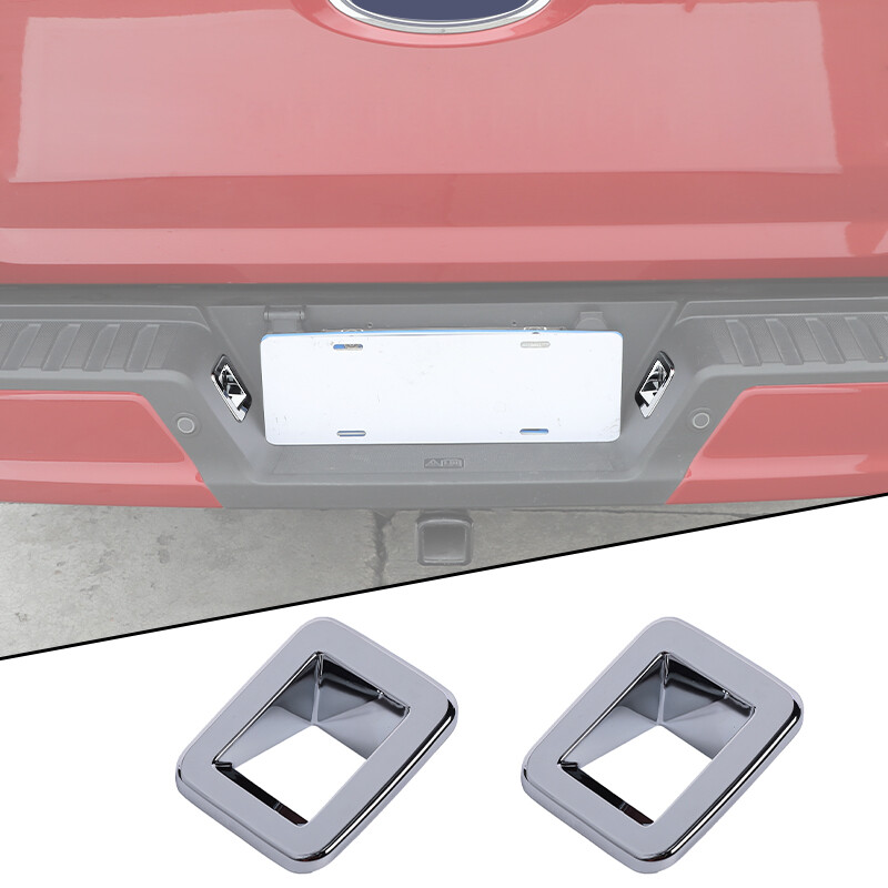 2pcs Rear License Plate Light Lamp Cover Trim Bezels For Ford F150 2021+ Chrome