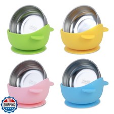DZDOV Stainless-Steel Baby Bowls with Suction: Food Grade and Dishwasher Safe