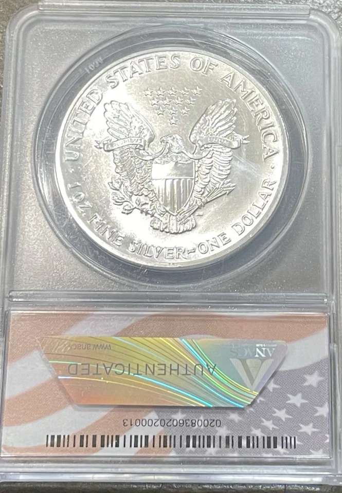 1989 $1 AMERICAN SILVER EAGLE ANACS MS69 PL *PROOF LIKE GRADE* - Image 2 of 4