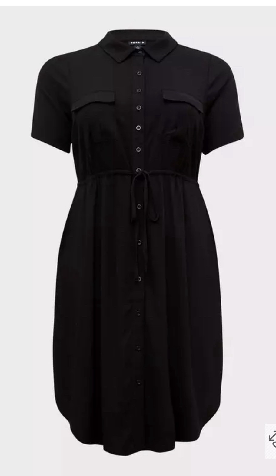 Torrid Black Mini Twill Drawstring Shirtdress Poc… - image 4