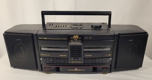 JVC Boombox PC-V88 Hyper Bass Equalizer AM/FM,Dual Cassettes,CD Input W/Box.    