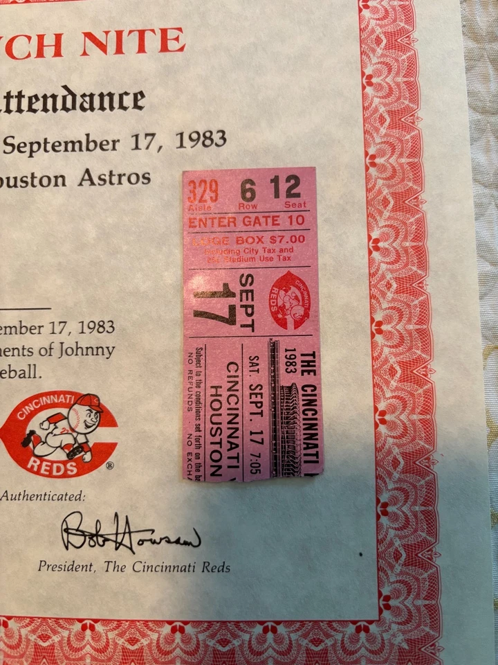 Johnny Bench Night September 17, 1983 Riverfront Stadium Last Home Run   - Image 3 of 4