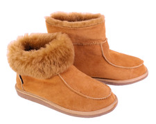 Hollert Zugspitze Stiefel Lammfell Boots Leder braun Gr. 42 Hausschuhe PSH893