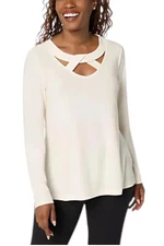 Attitudes by Renee Como Jersey Crossover Neck Top Buttercream