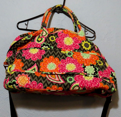 READ Vera Bradley Grand Traveler Floral Weekendr Bag 14413-163 Hot Pink Interior