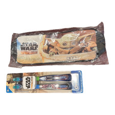 Star Wars The Mandalorian 2 Toothbrush Set for Kids With Carrying Pouch New