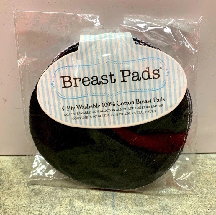 Almohadillas para senos de lactancia de 5 capas lavables reutilizables de patrón divertido para mujer paquete de 4 Foto 4 de 4