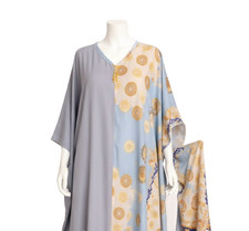 African Kaftan Maxi Dress Women's Luxury Blue  Grey Medallion Boubou Loose Fit