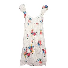 Free People Linda Lou White Floral Babydoll Poplin Midi Dress Size Small