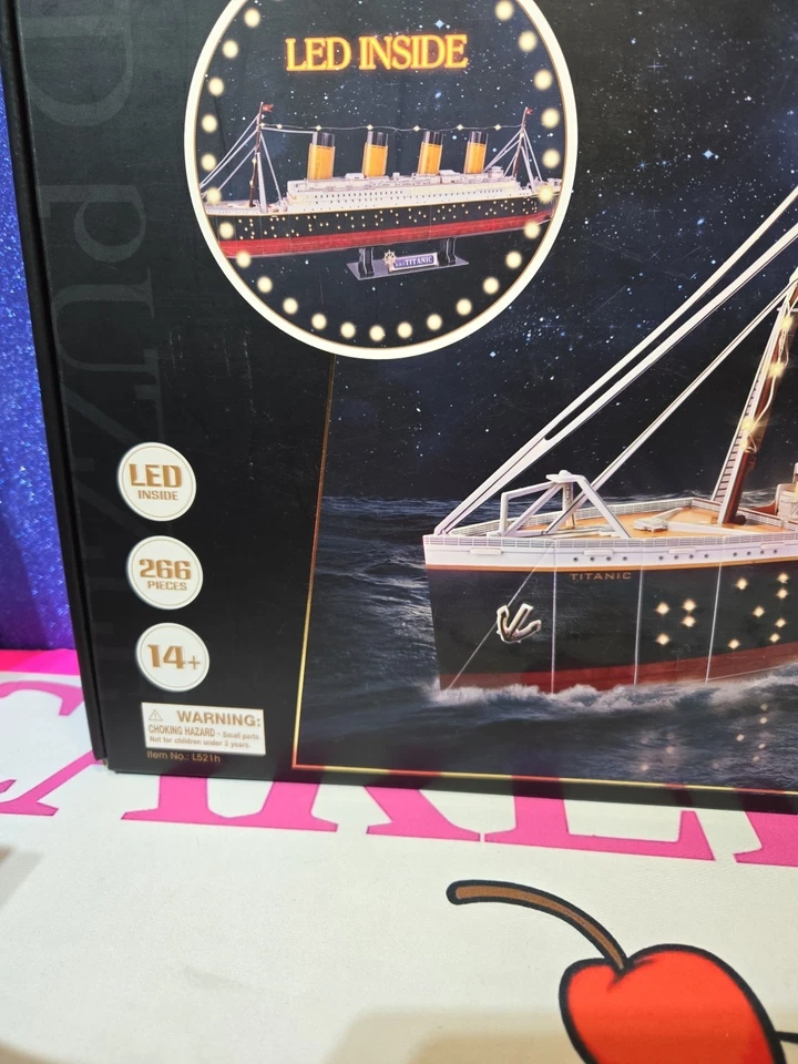 NEW OPEN BOX Cubic Fun 3D Puzzle LED RMS Titanic Ship Model 266 Pieces L521h - Image 2 of 4