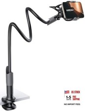 Gooseneck Phone Holder for Bed - Cell Phone Mount Clamp Clip, Flexible Black