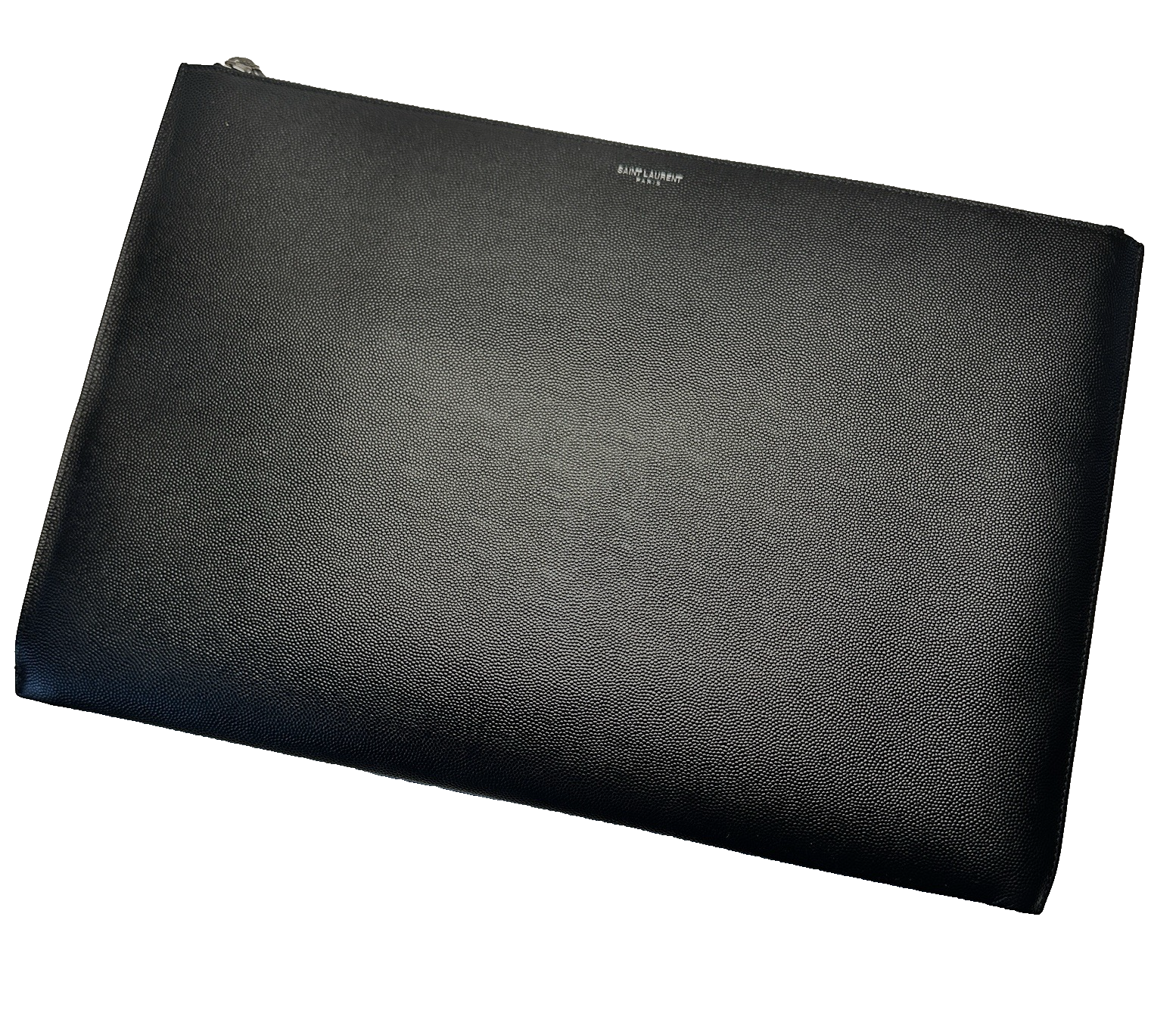 Saint Laurent YSL grande portafoglio documenti in pelle nera con ciottoli custodia per laptop