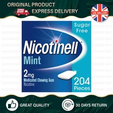 Nicotinell 2MG Pieces  Mint  Sugar-Free 204 Pcs  Quit Smoking  Exp 2027