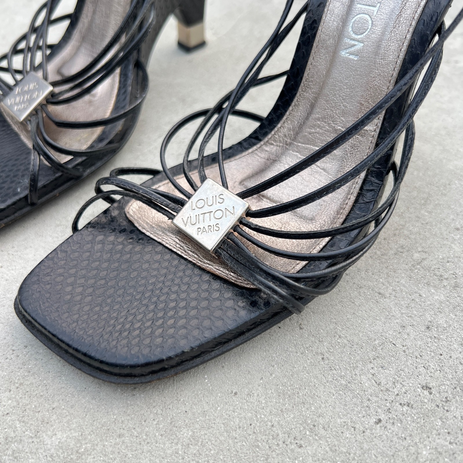 Louis Vuitton |Auth Vint Black Python Leather Sil… - image 3