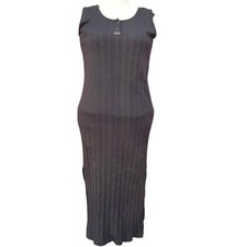 Lauren Ralph Lauren Ribbed Knit Maxi Dress L Brown Cotton Pullover Minimalist