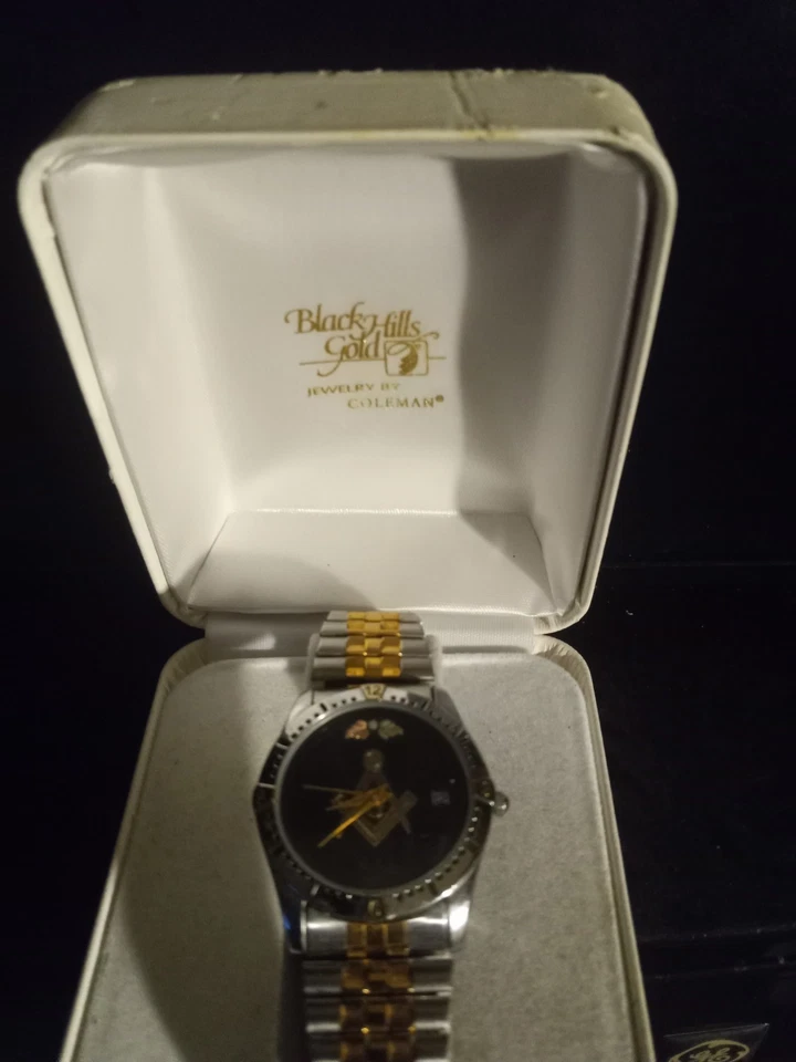 Masonic Watch Black Hills Gold Jewelry By Coleman Stainless Steel Dead Battery  - Image 3 of 4