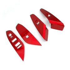 Car Interior Window Switch Panel Cover Side Door Glass Lock Glossy Red Style