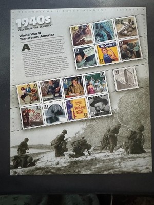 Scott #3186 Celebrate the Century 1940s Pane of 15 33¢ Stamps (1999)