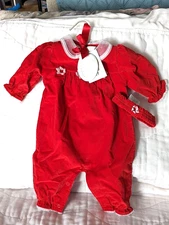 NEW NWT Koala Baby Red Velveteen Romper Christmas 0-3 Months Jumpsuit + headband