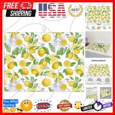 Reusable Lemon Microfiber Dish Drying Mat 18x24 - Washable Non-Slip Design