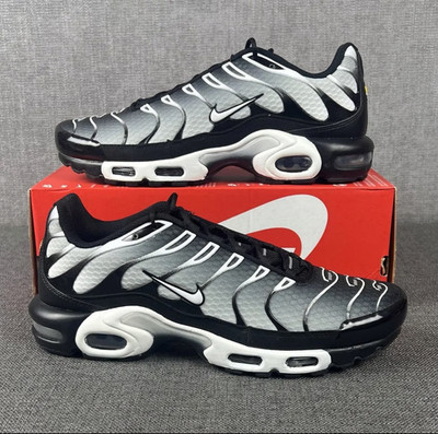 Nike Air Max Plus Sneakers   Black/White (Men's Sizes)   Free Shipping