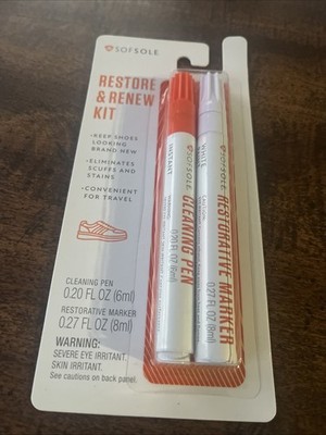 SofSole Restore & Renew Kit Cleaning Pen + White Restorative Marker Shoe Care