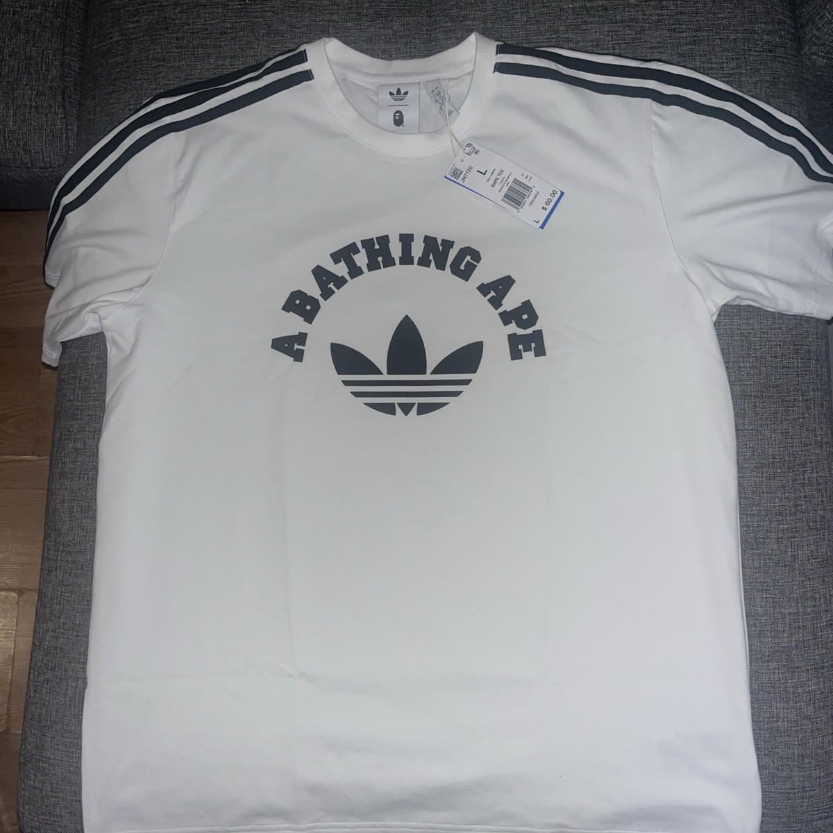 adidas x BAPE Men's T-Shirt Large White Short Sleeve Jersey | eBay