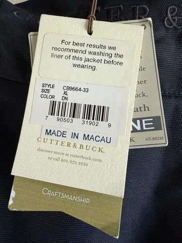 NWT Cutter & Buck Four in One Mens XL Navy Fleece Lined 4 In One Zip Snap Jacket image 10