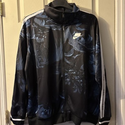 Nike NSW Tropicano Track Jacket Mens XL Black Palm Print Full Zip Swoosh