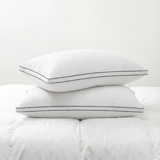 Feather Pillows Standard Size Set of 2 Goose Down Pillows with 100 Breathabl...