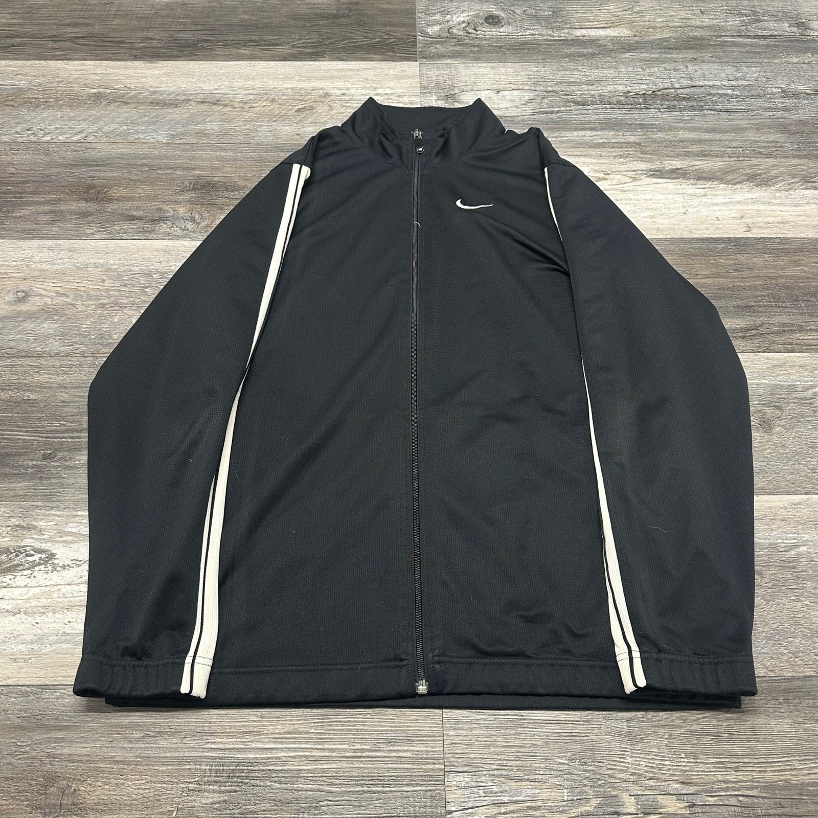 SACAI X NIKE Giacca Nike nera bianca a righe uomo grande mini swoosh performance full zip track