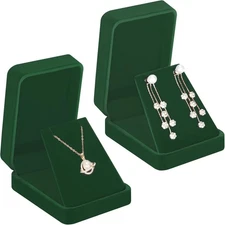 LETURE 2 Pieces Velvet Jewelry Gift Boxes for Necklace Pendant Earring Bracelet,