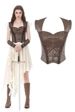 Dark In Love Steampunk Women Faux Leather Corset Top Lace-Up Slim Fit Waistcoat