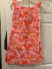 Lilly Pulitzer Vintage White Label Tiger Cats Shift Dress Size 4