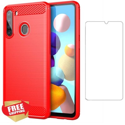 Asuwish Red for Galaxy A21 Case Screen Protector