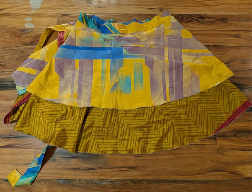 Earthbound Trading Co Yellow Multi Color Boho Layered Wrap Skirt Mini Midi 21 In
