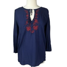 Old Navy The Tunic Shirt Womens Blue Embroidery Size Medium CLEARANCE