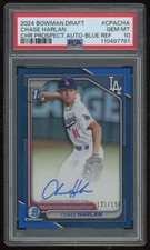 CHASE HARLAN 2024 BOWMAN DRAFT CHROME BLUE REFRACTOR AUTO 131/150 PSA 10