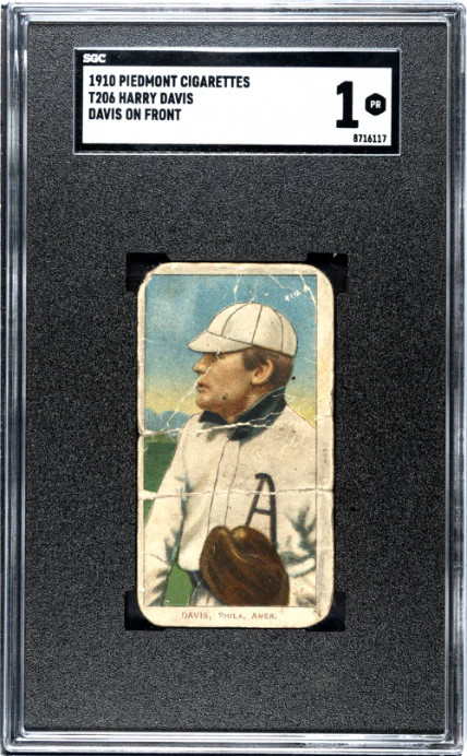 1909 T206 HARRY DAVIS NNO POOR PIEDMONT 350 SGC 1 PHILADELPHIA ATHLETICS