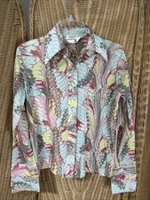 1970s Lady Arrow Multicolor Polyester Dagger Collar Shirt Disco Hippy 70's