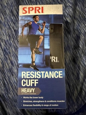 New SPRI Resistance Cuff Black Heavy Up to 50lbs of Resistance Exercise Guide