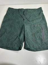 Mack Weldon Board Shorts Mens Large Green Leaf Print Swim Trunks Drawstring Zip