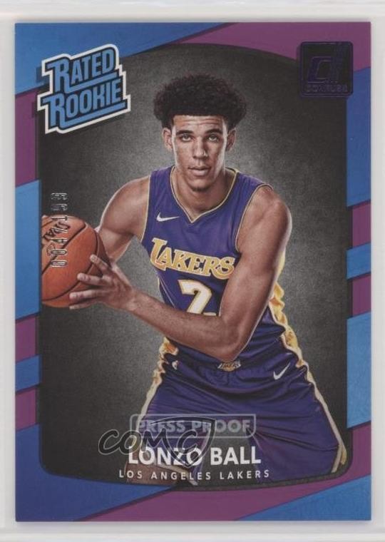 2017 Donruss Rated Rookies Press Proof Purple /199 Lonzo Ball #199 Rookie RC p9s