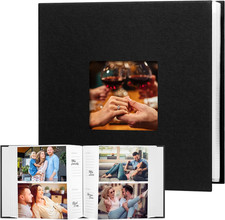 4X6 Photo Album Holds 240 Photos Writing Space, PU Leather, Black