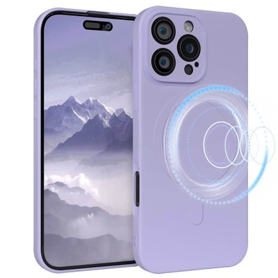 Silikonhülle magnetisch für Apple iPhone 16 Pro Max Magnet Bumper Lavendel Blau