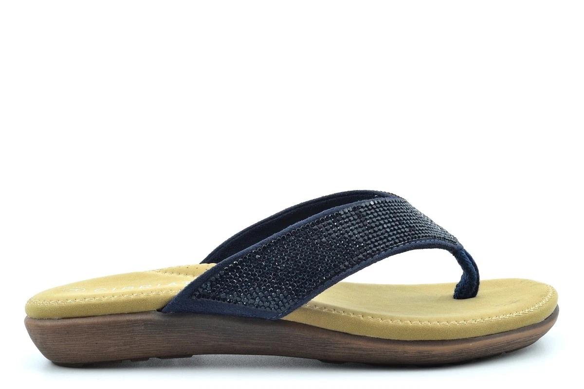 Cipriata Womens Alcee Diamante Toe Post Sandals Girls Glitter Sandals Navy Blue