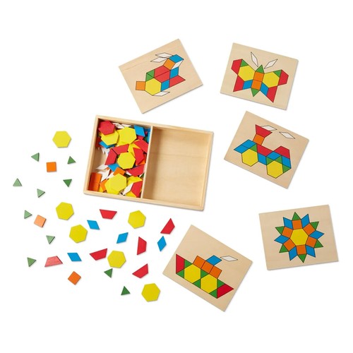 Melissa & Doug Pattern Blocks and Boards Puzzle Game Toy 3 Years+ Gift Toy Kids - Picture 4 of 9